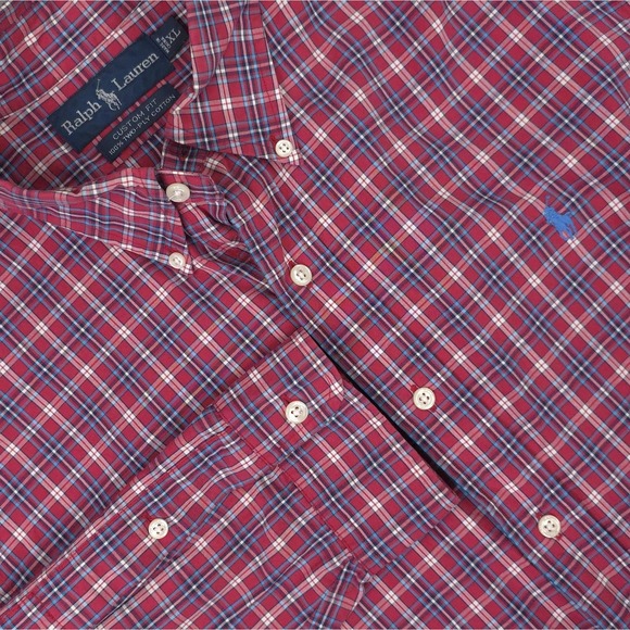 Ralph Lauren Other - Ralph Lauren Shirt Mens XL Red Blue Plaid Custom Fit Long Sleeve Button Down